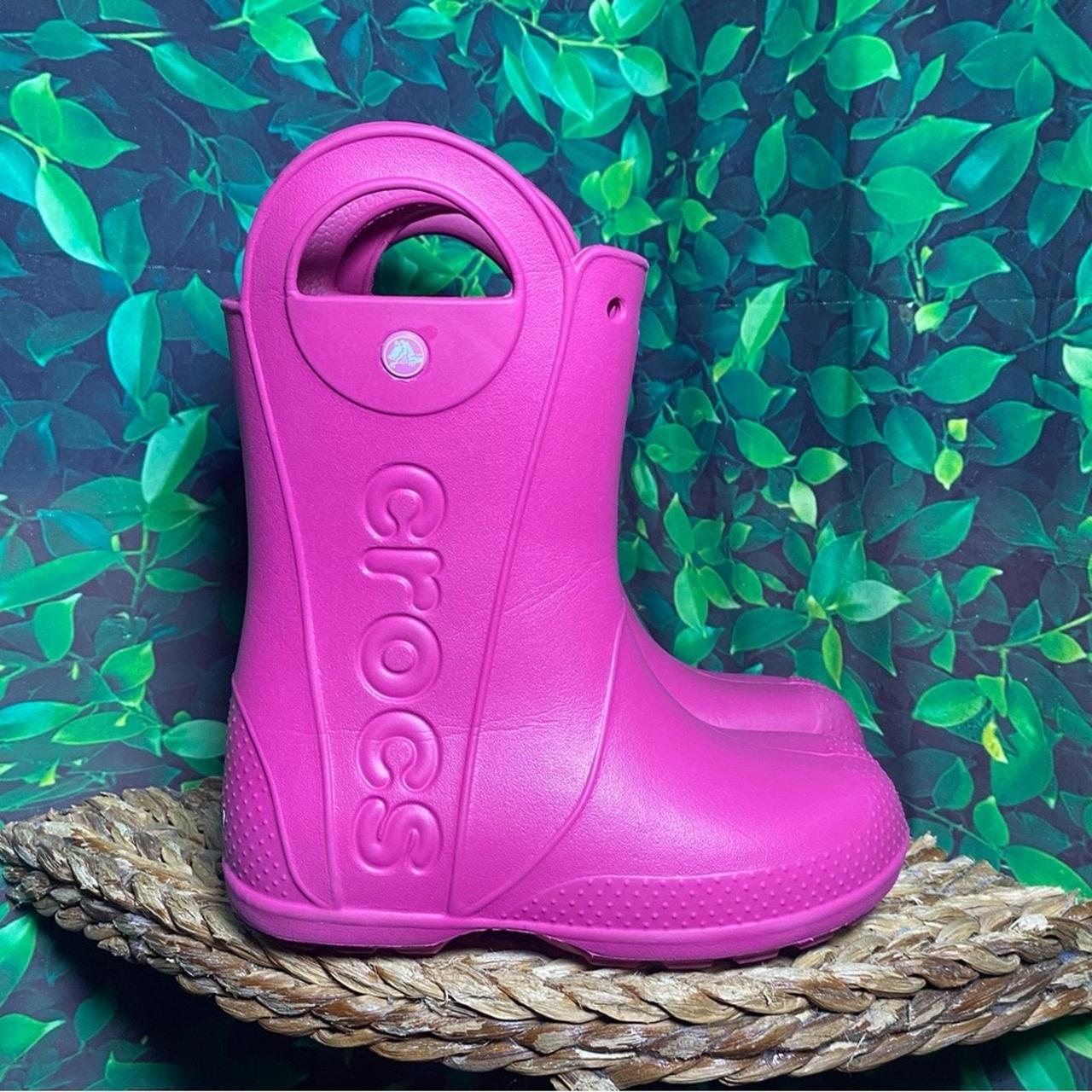 Pink croc rain boots on sale