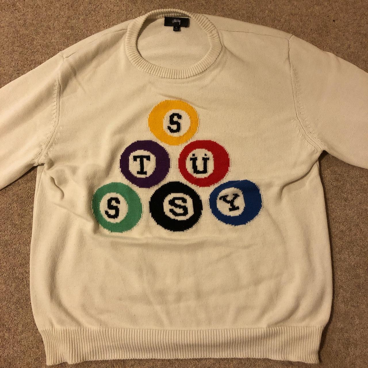 Stussy billiard sweater Size Medium 7/10 signs of... - Depop