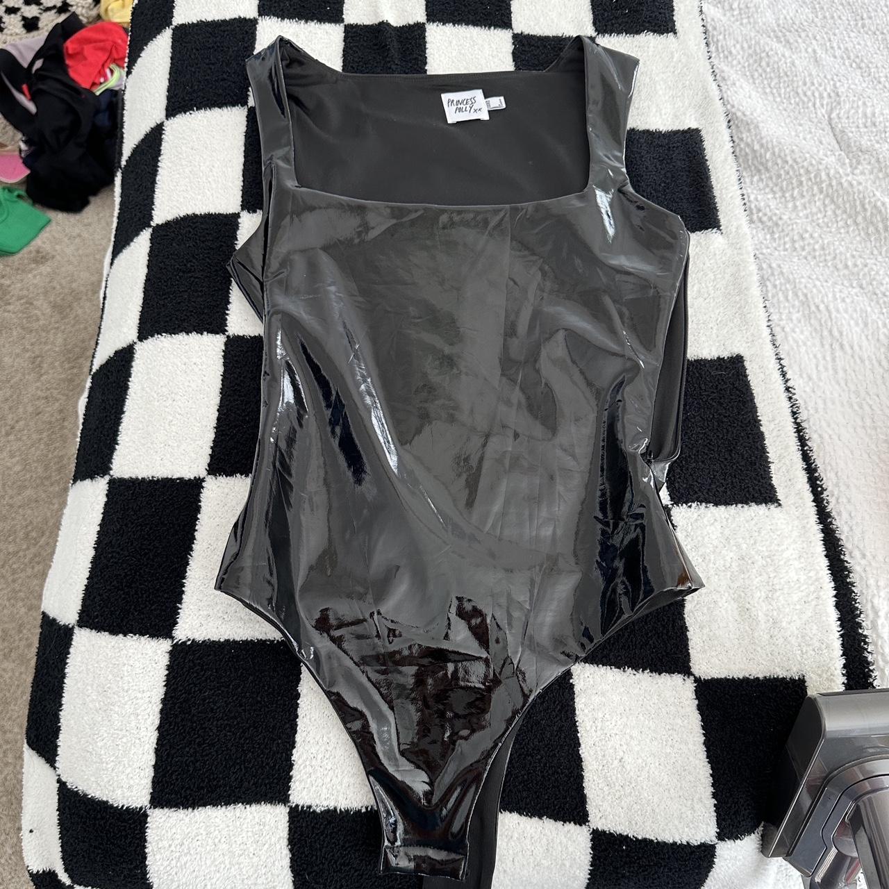 Black latex, stretchy bodysuit worn once Depop