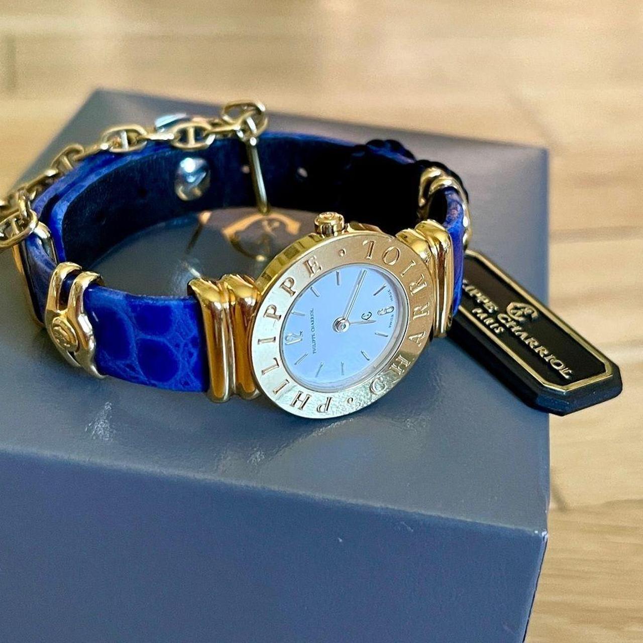 Philippe Charriol アナログ時計 ゴールド/ブルー PHILIPPE CHARRIOL Saint-Tropez Wrist Watch Blue | Depop