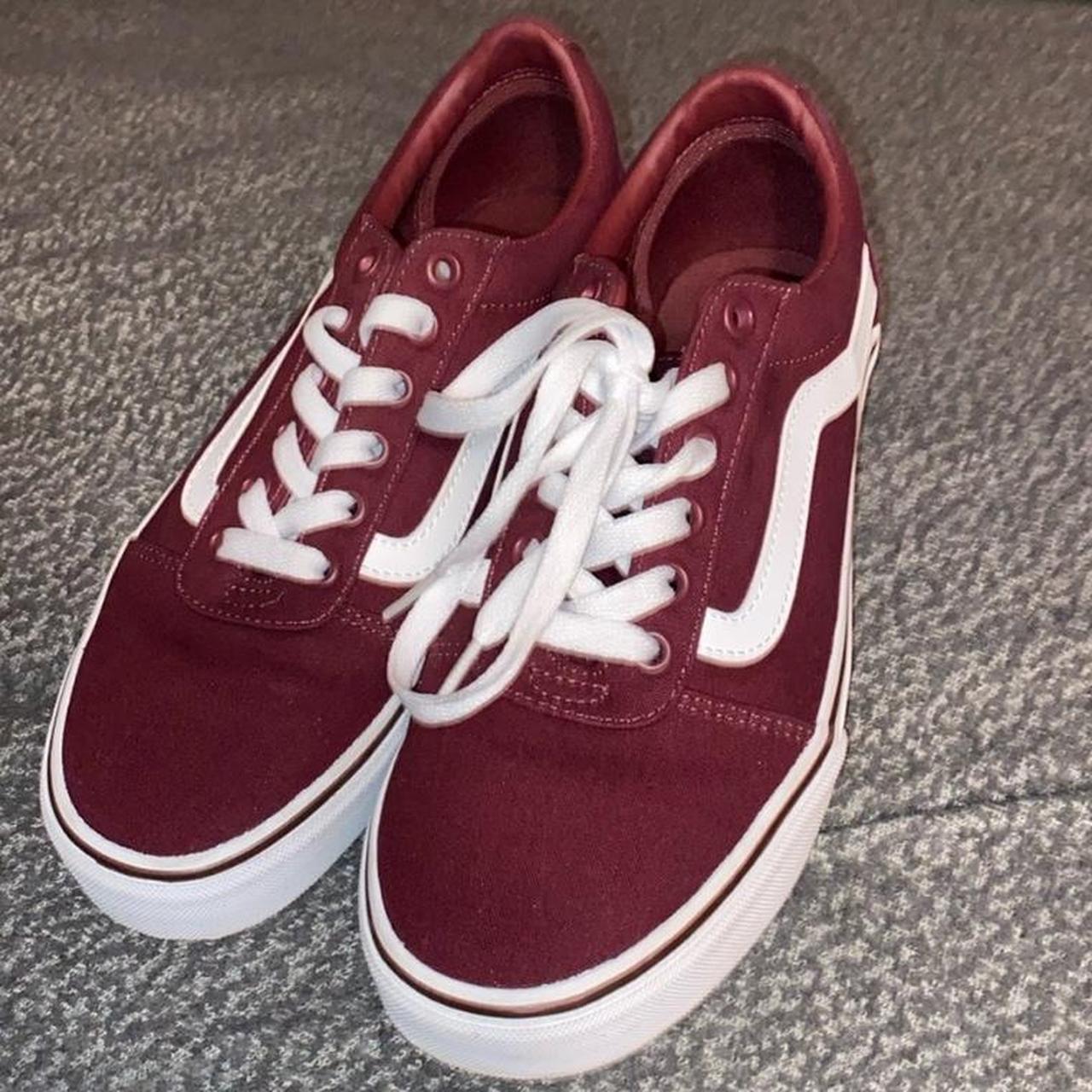 Burgundy and white Vans 8.5 women best for someone. Depop