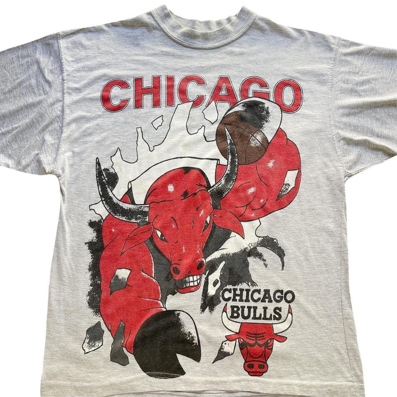 Vintage Chicago Bulls tee in grey. From the 90s. - Depop