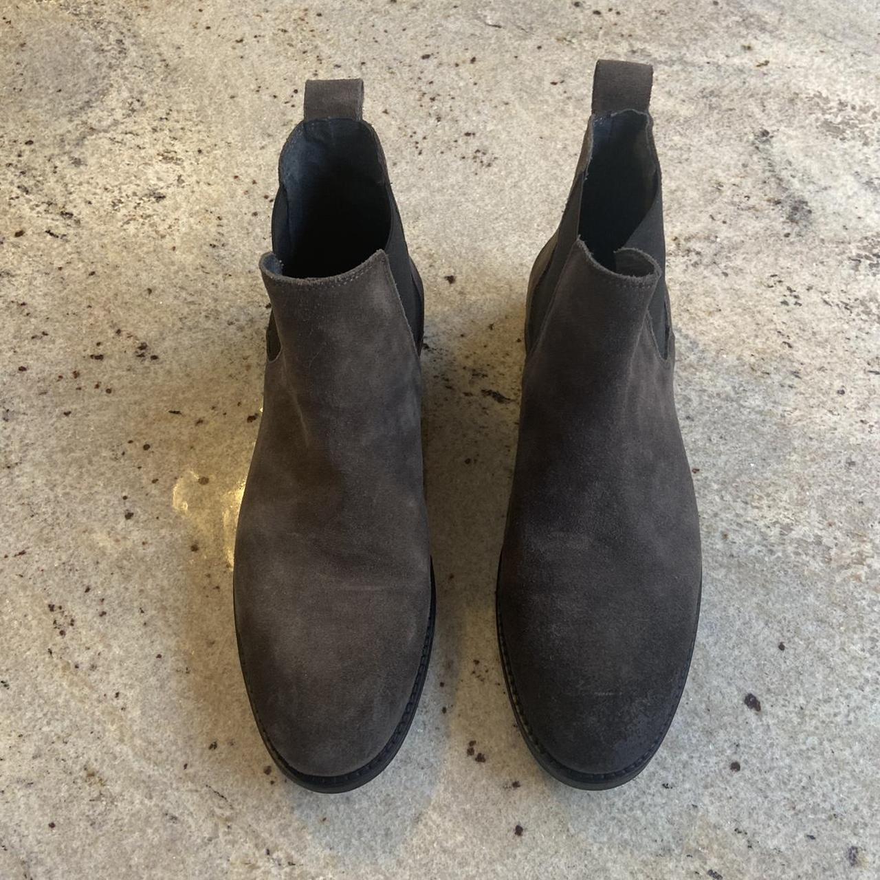 GREY SUEDE CHELSEA BOOTS - Like New, Worn Once -... - Depop