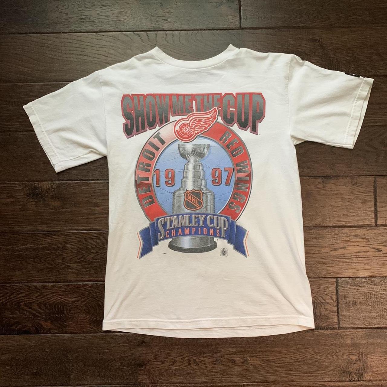 1997 Starter Detroit Red Wings T Shirt Show Me The Cup Stanley