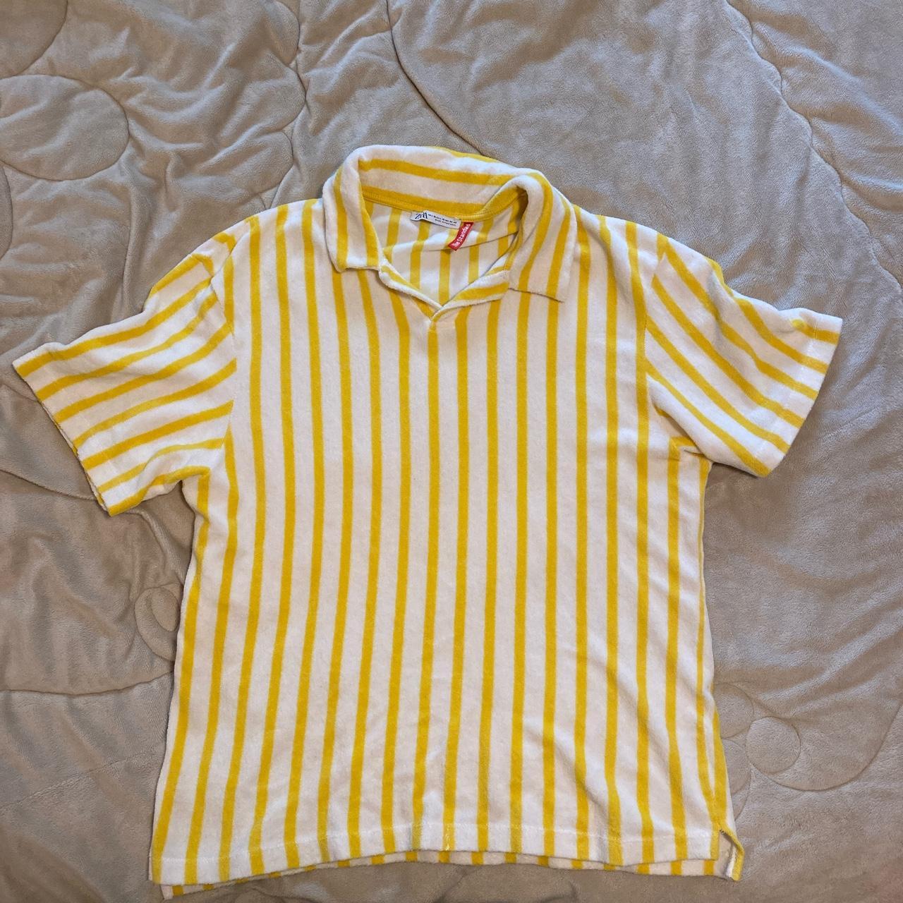 Zara Men's Yellow and White Shirt Depop