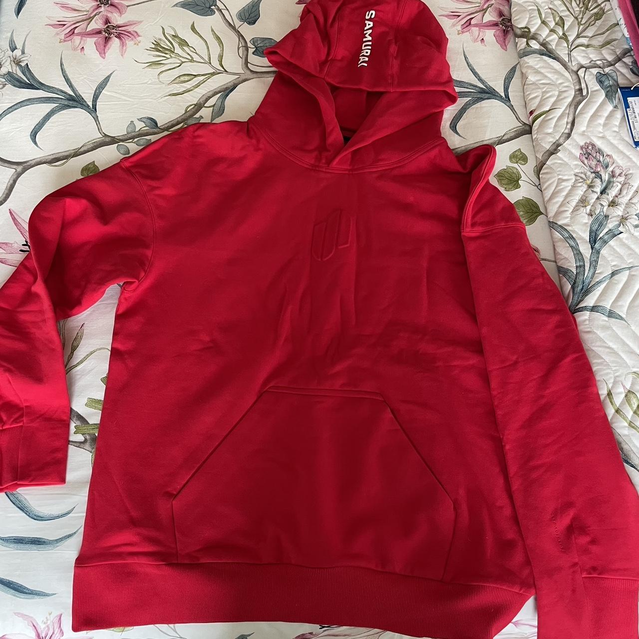 Red oversized Hoodie from Samurai, heavyweight,... - Depop