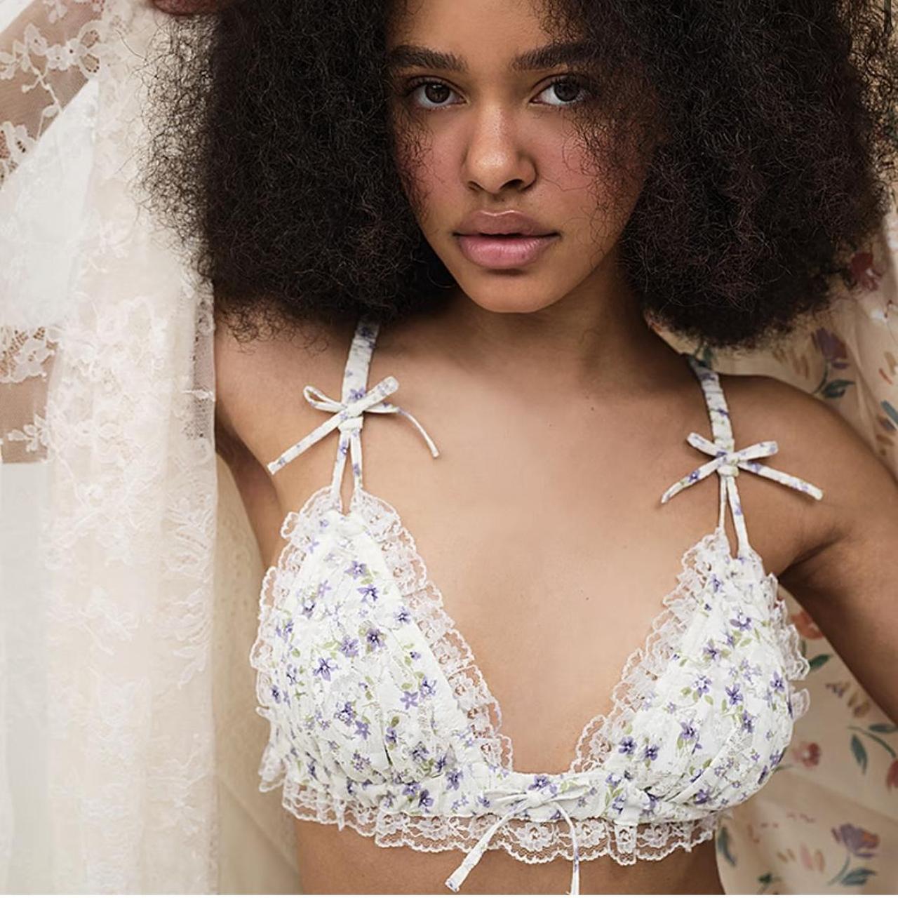 For Love And Lemons Sunny Embroidered Bra Yellow - Depop