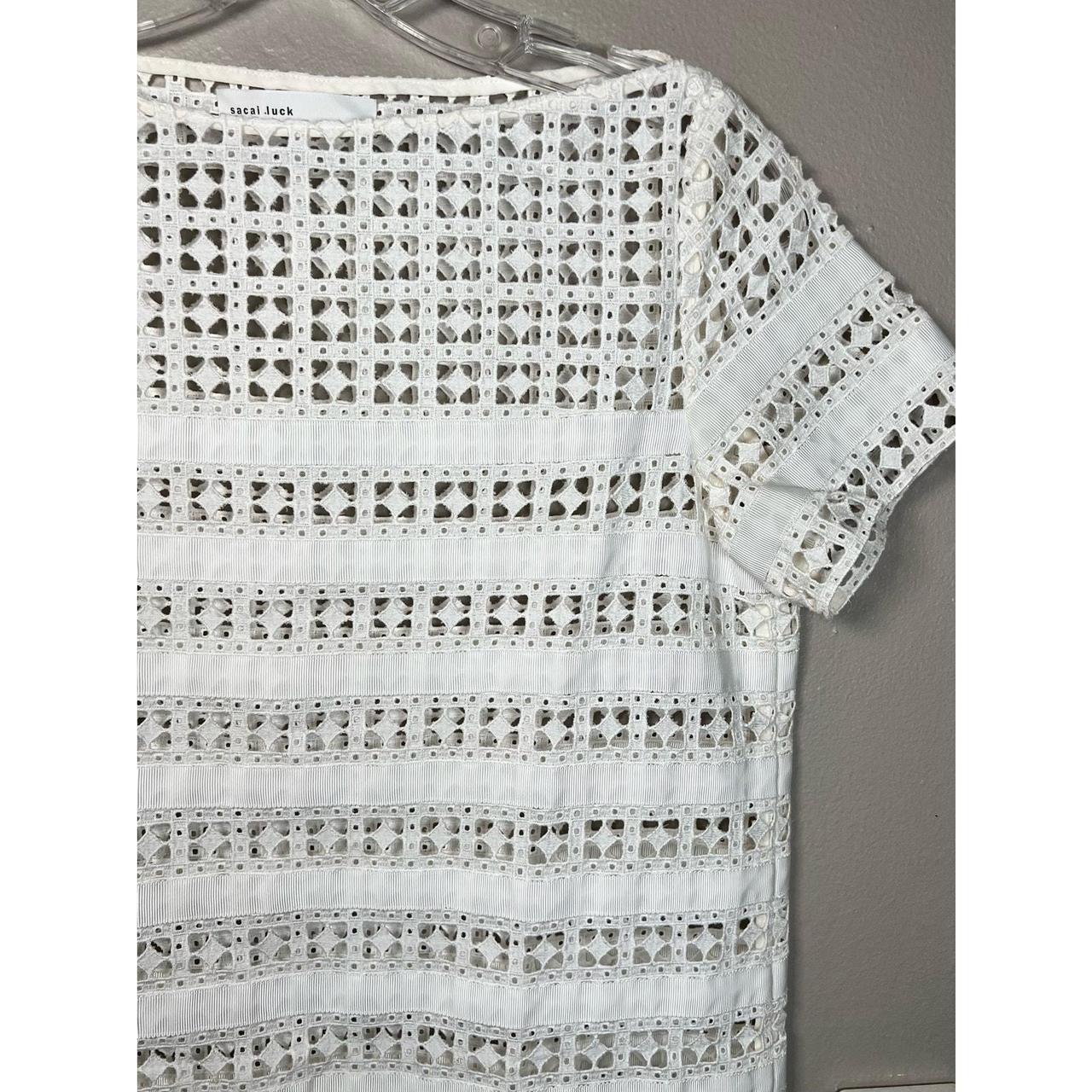 Sacai Luck Cutout Square Dress in White size 2... - Depop