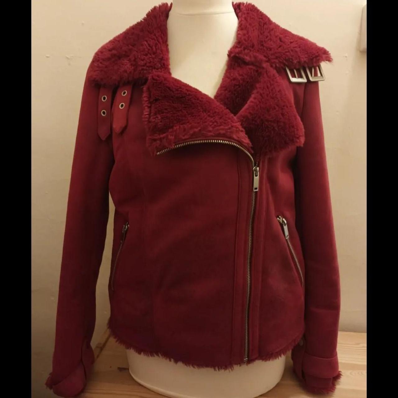 Mint Velvet Women's Red and Burgundy Jacket Depop