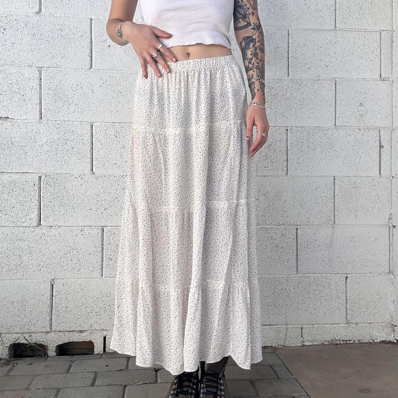 brandy melville Izzy maxi skirt Red and white... - Depop