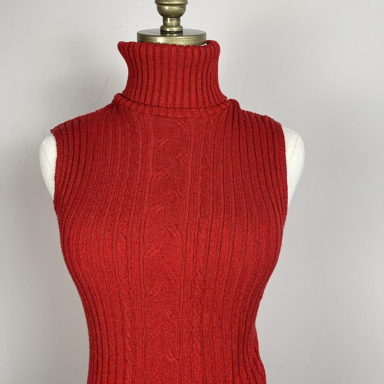 red knit sleeveless turtleneck top Details: Red... - Depop