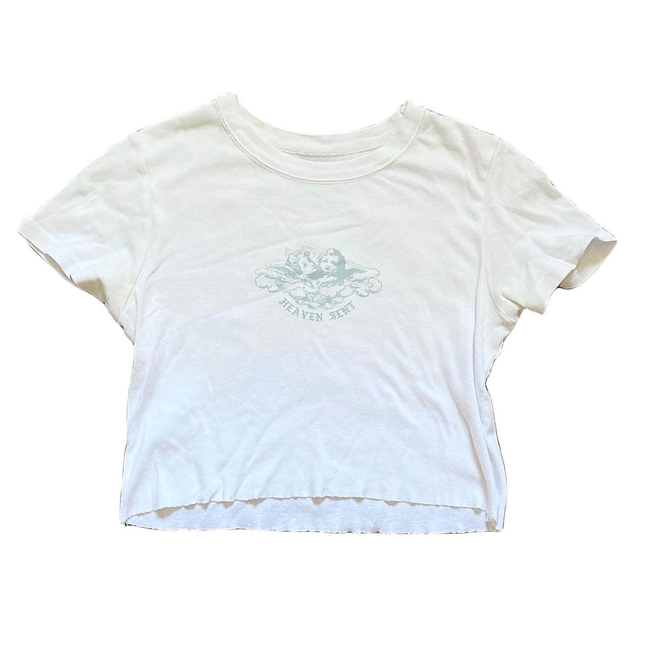 Brandy Melville white cherub crop top! White crop... - Depop