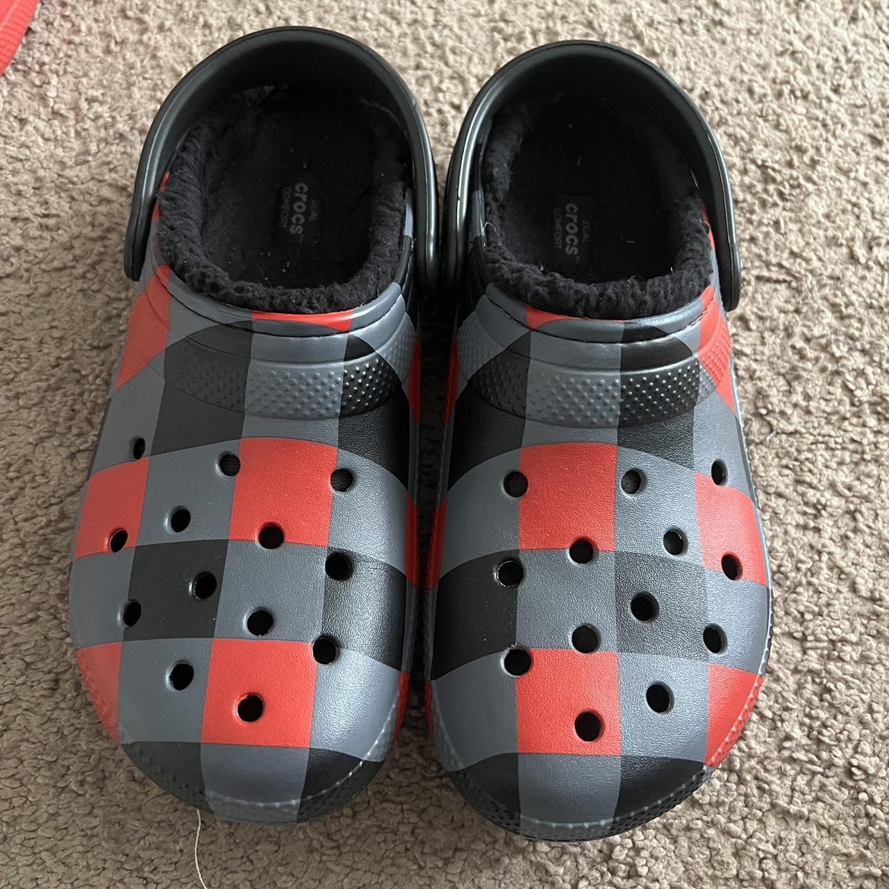 Plaid crocs discount