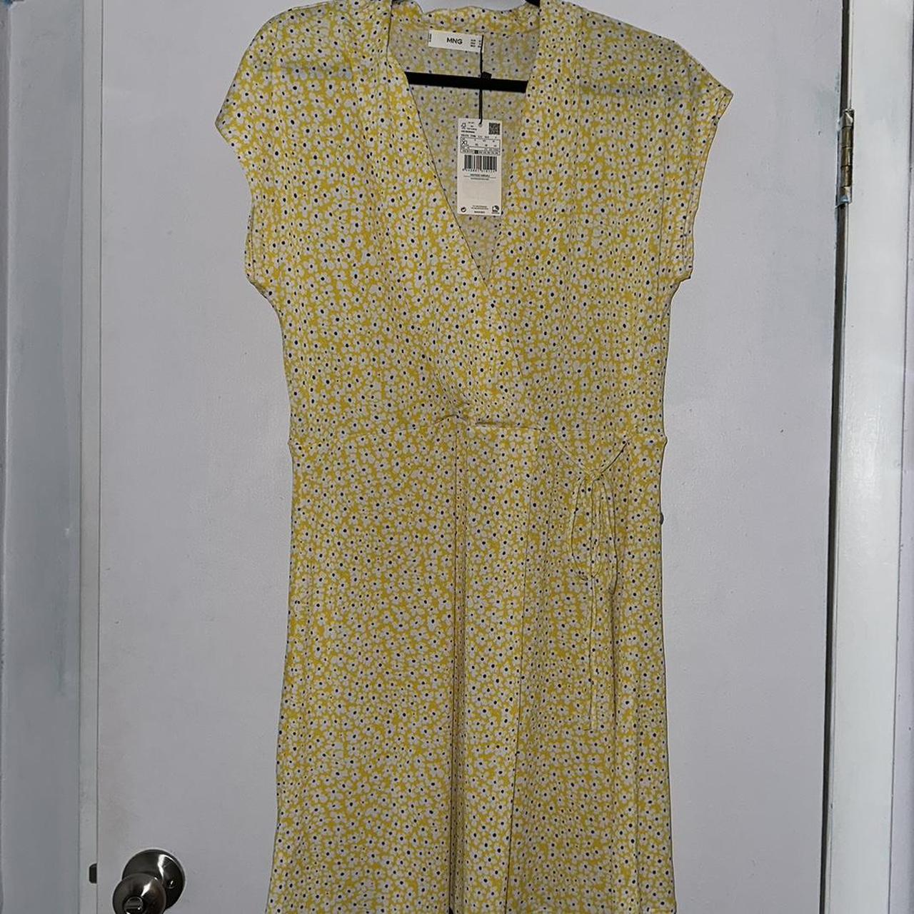 Mango Yellow Floral Wrap Dress This dress is brand... - Depop