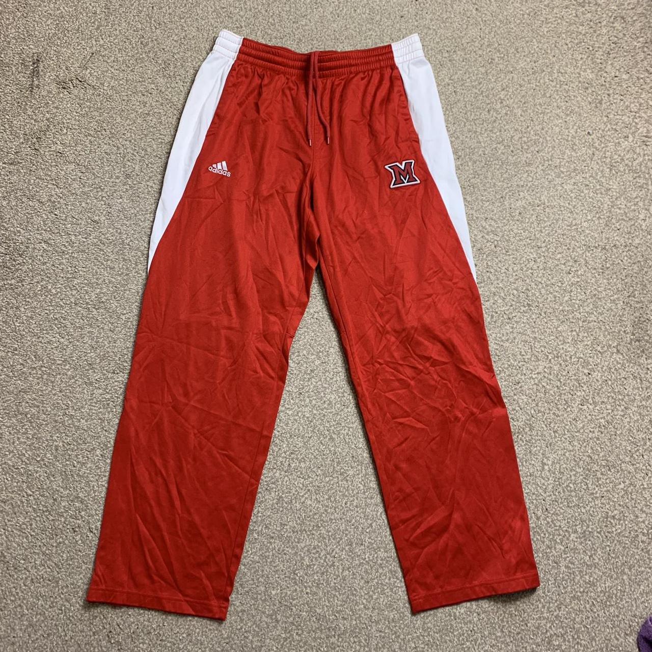 Adidas Men's Red and White Joggerstracksuits Depop