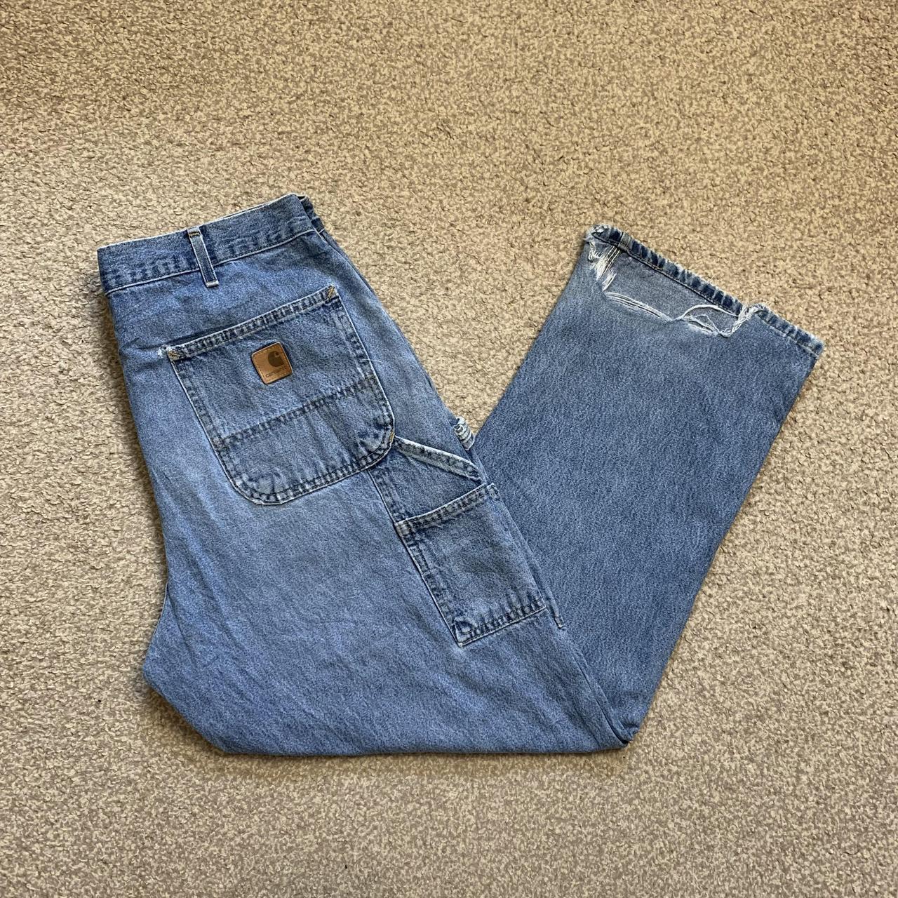 Carhartt Jeans Original Dungaree Fit Distressed... - Depop