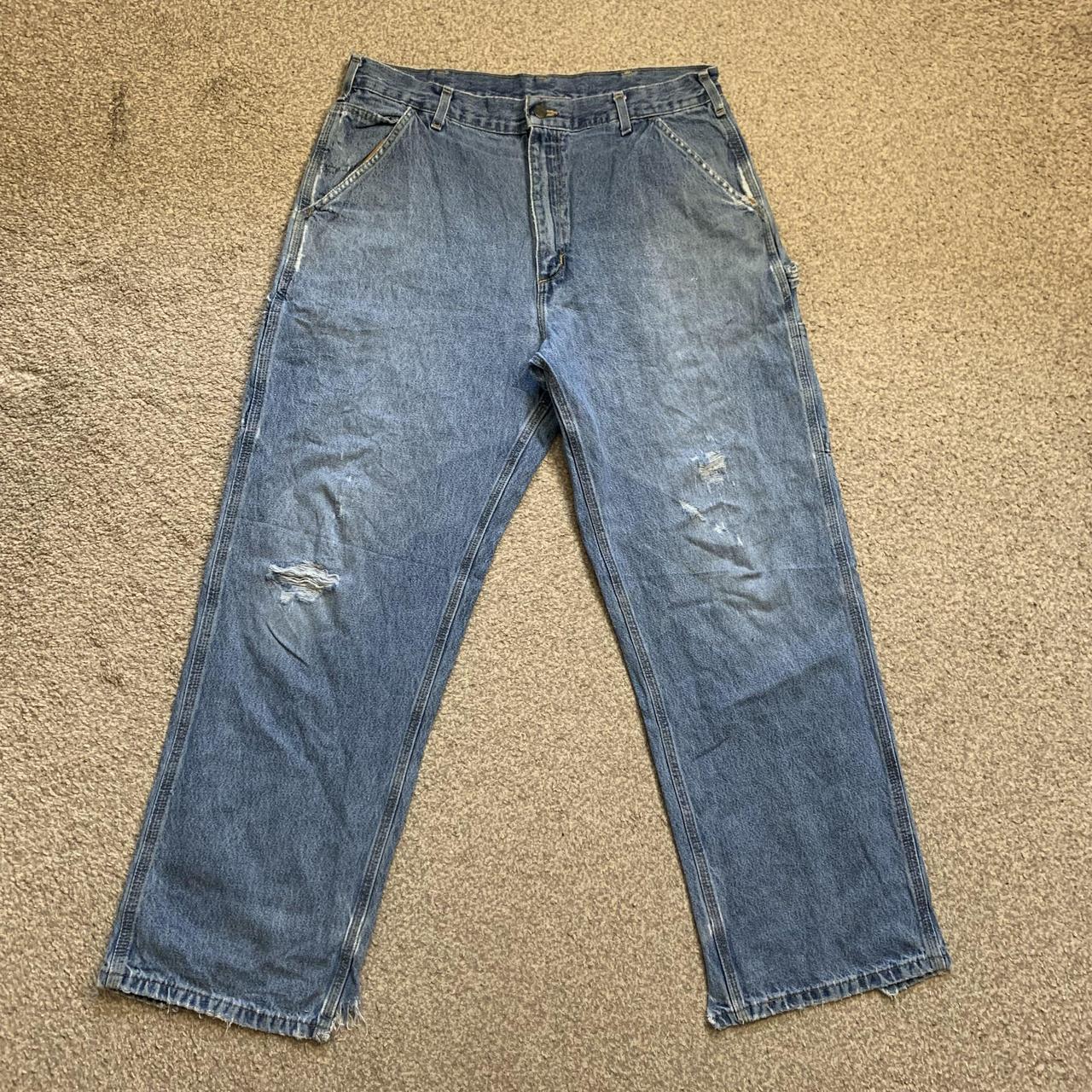 Carhartt Jeans Original Dungaree Fit Distressed... - Depop