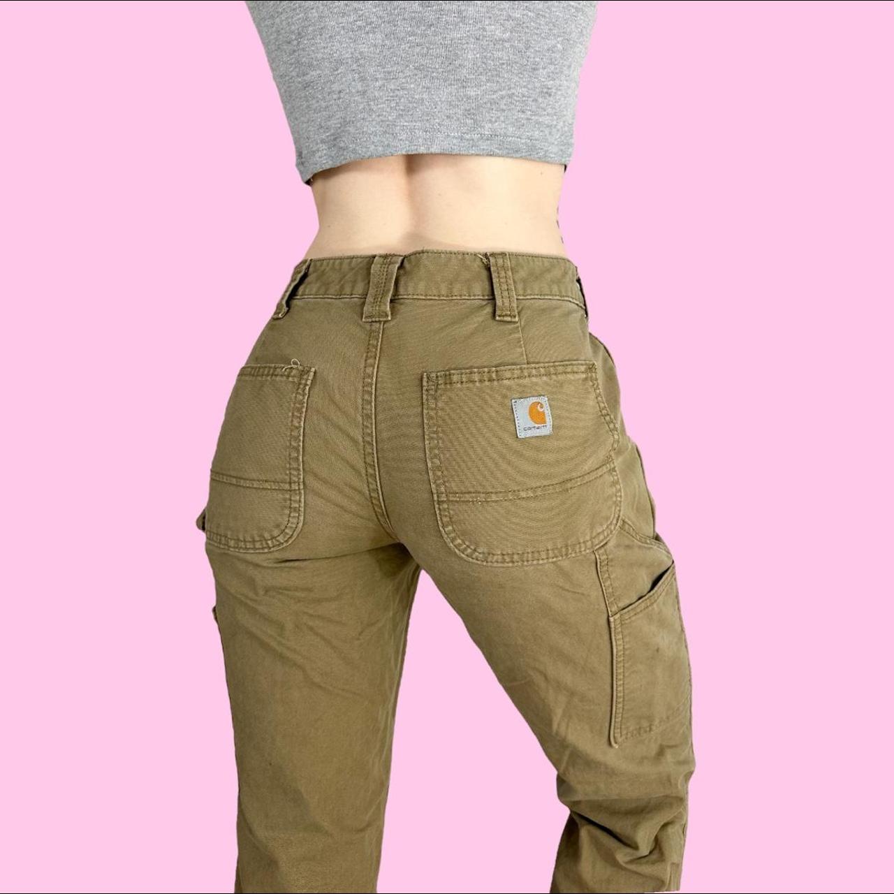 Carhartt Tan Canvas Cargo Pants, Button/zipper