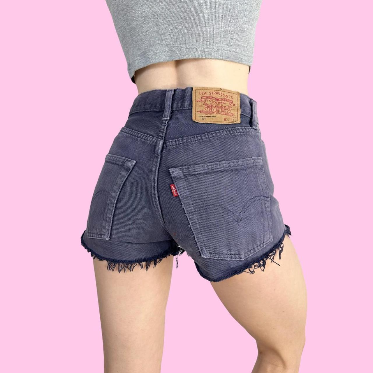 501 Original High Rise Lavender Cutoff Denim Shorts