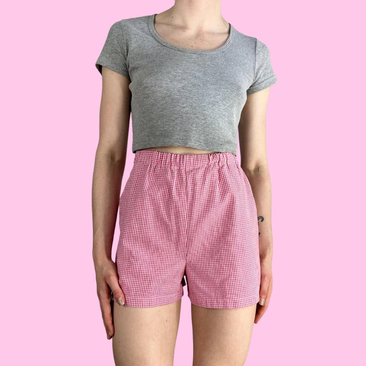 Vintage Pink Gingham Shorts Pullover Closure With A Depop