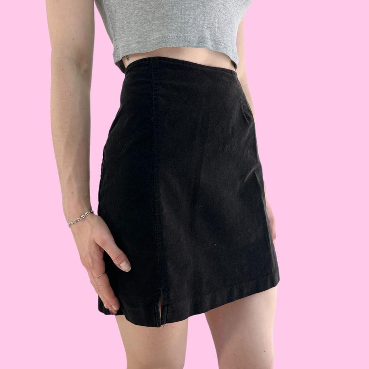 Vintage 90s Black Velvet Mini Skirt Zipper closure. Depop