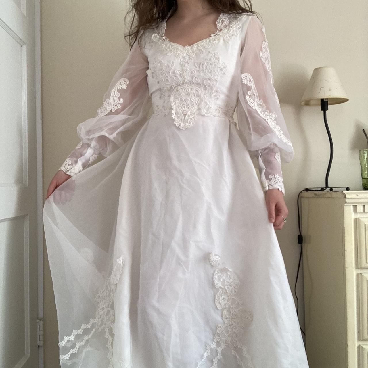 Vintage 70s Wedding Dress, 1970s empire waist...