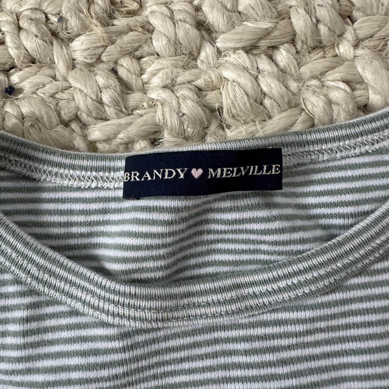 Brandy Melville long sleeve green and white stripes - Depop