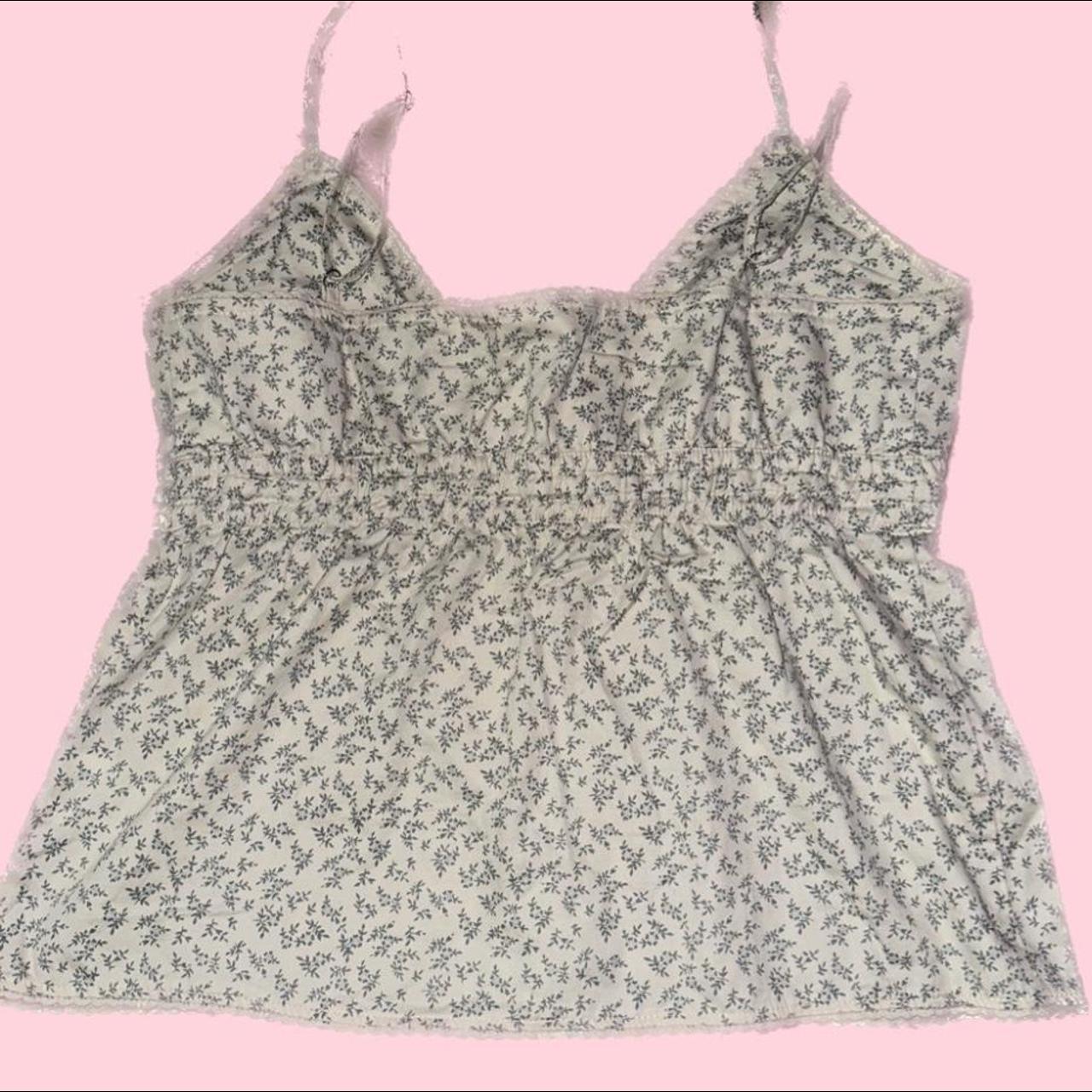 Brandy Melville Edith Floral Tie Front Tank... - Depop