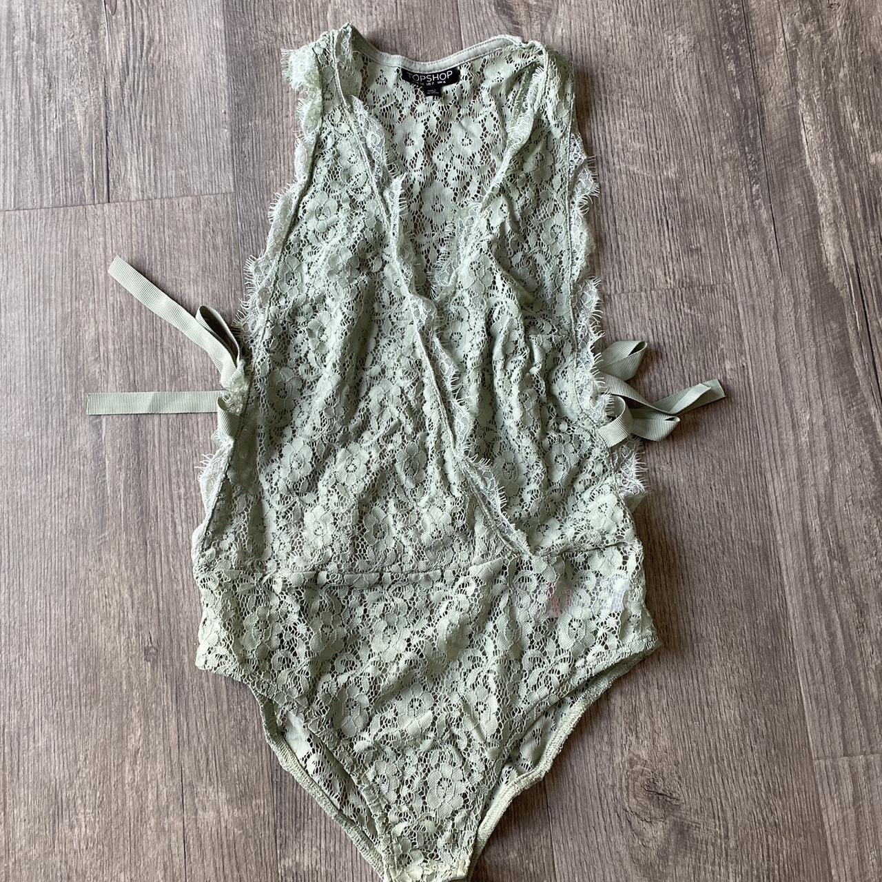 Green Lace Bodysuit Worn Once Depop