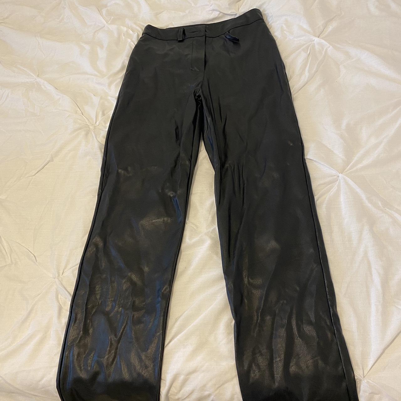Black leather boohoo trousers One belt loop has... Depop