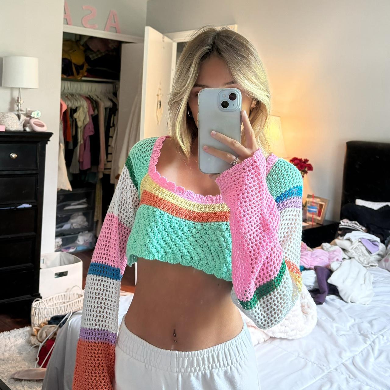 Rainbow cropped sweater hotsell