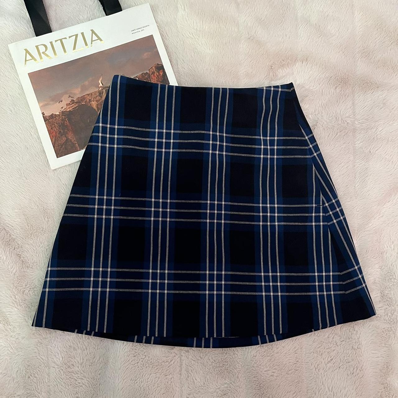 Aritzia blue plaid skirt best sale