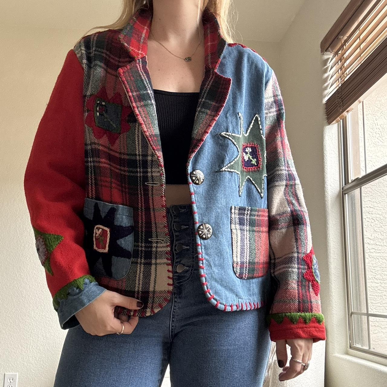 Women's Jacket - Multi/Red - M – Unique patchwork… - image 1