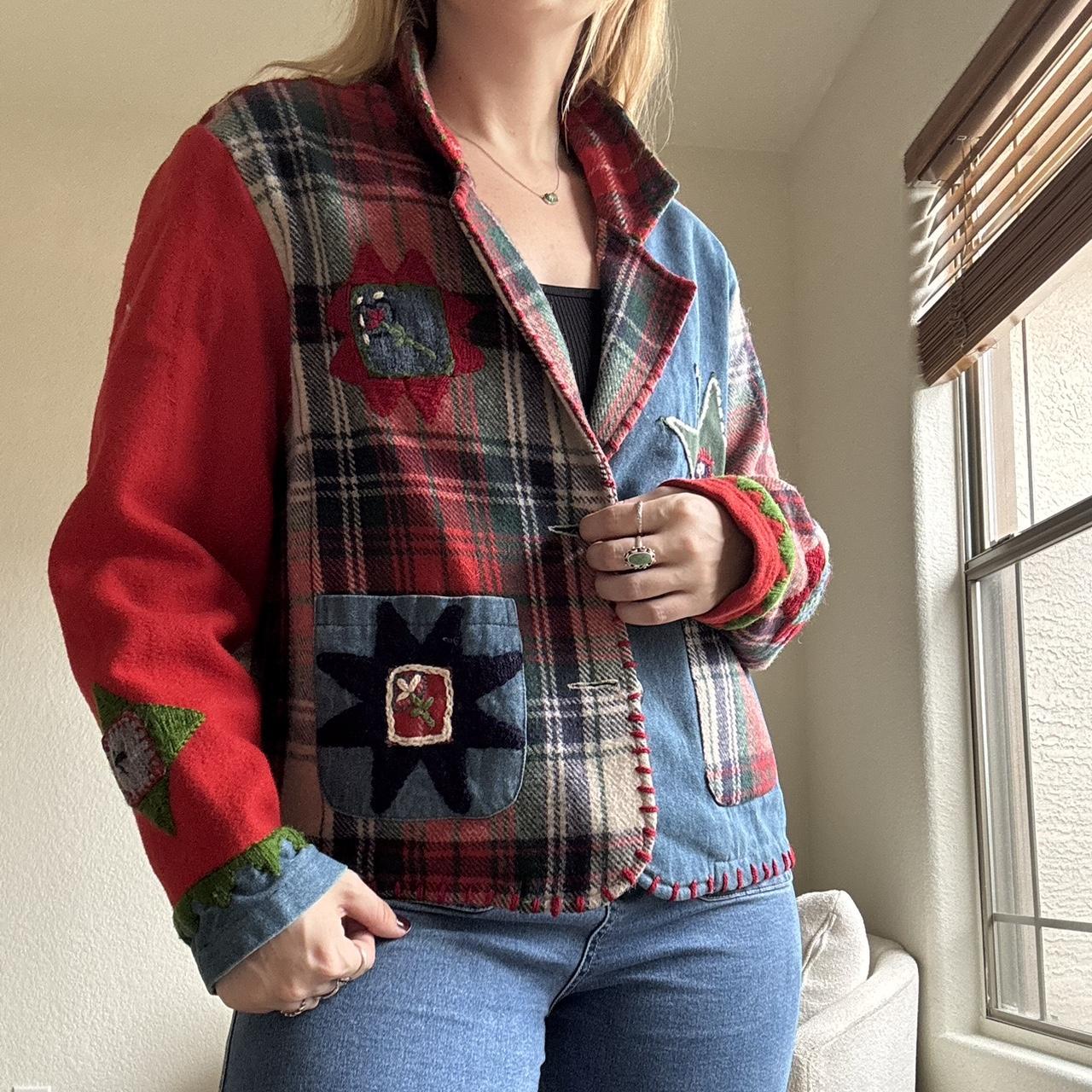 Women's Jacket - Multi/Red - M – Unique patchwork… - image 2