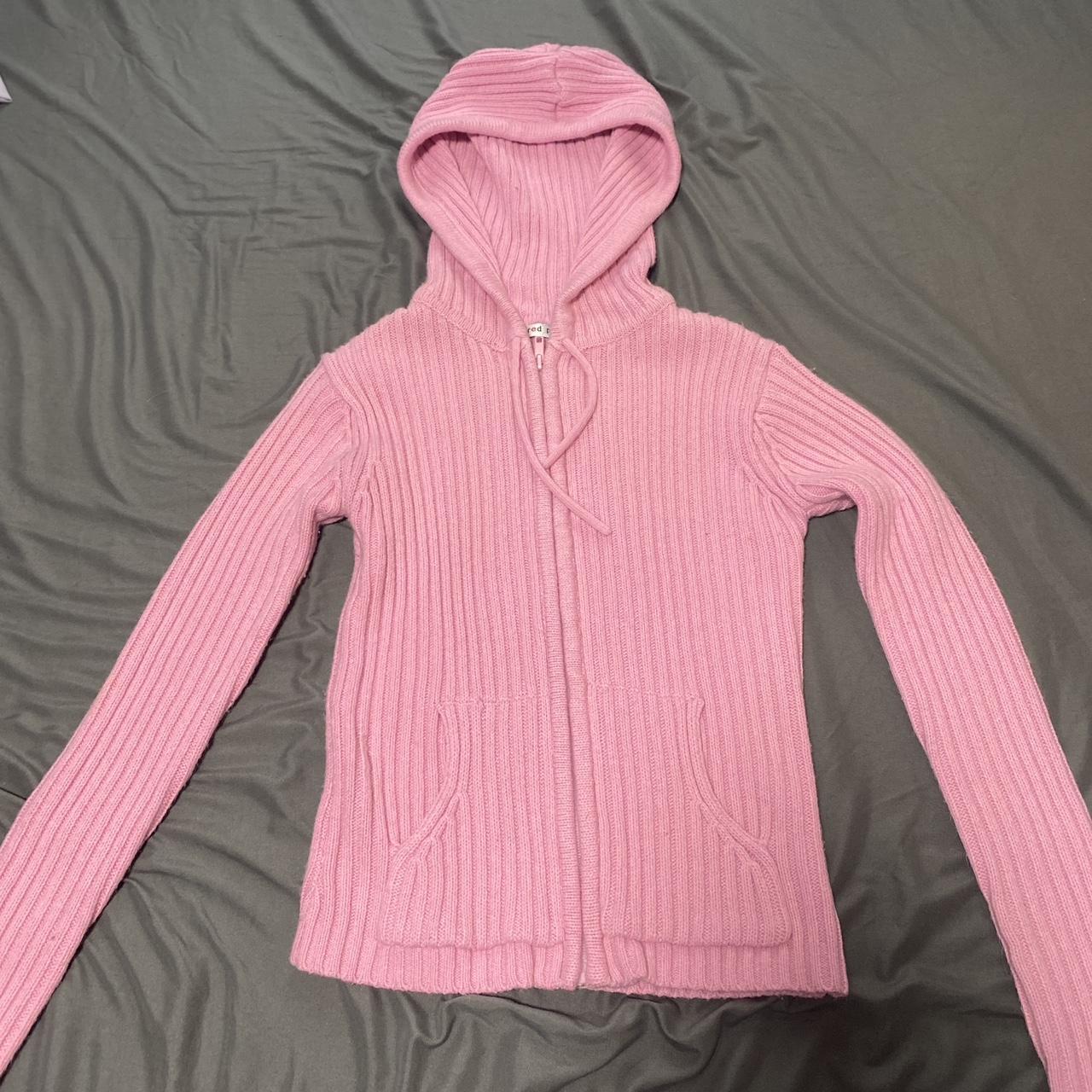 Bubblegum pink y2k zip up sweater. Brand is Red... - Depop