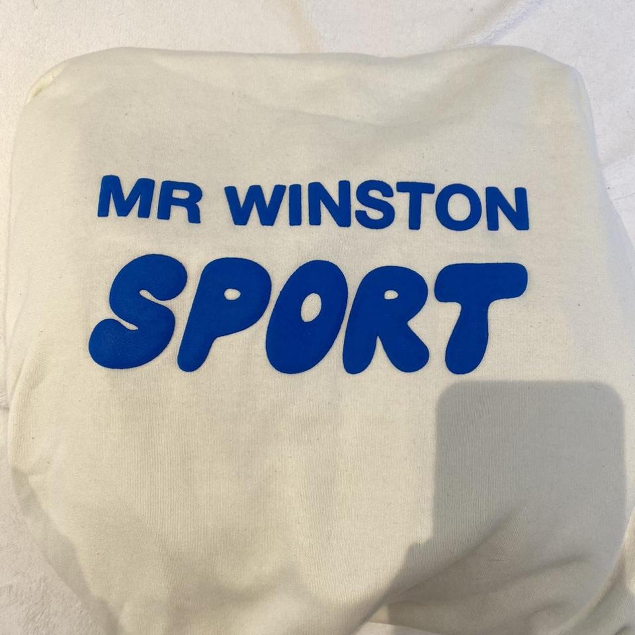 Mr Winston Women's White and Blue Hoodie | Depop