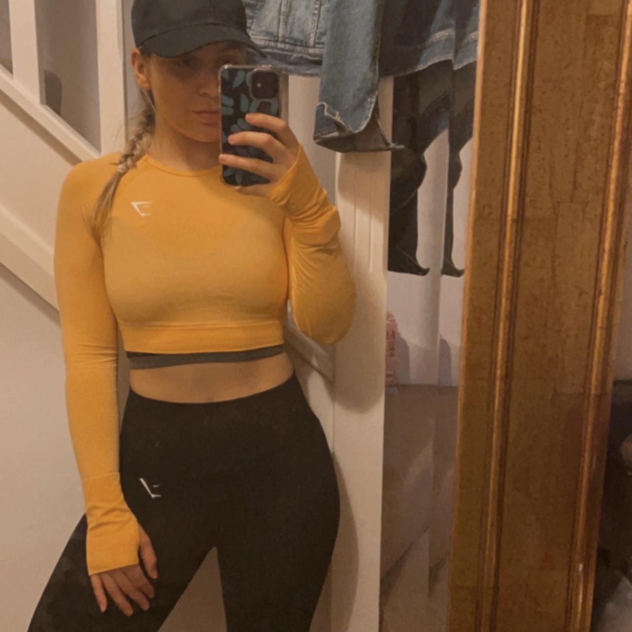 Gymshark Women's Yellow Croptop Depop