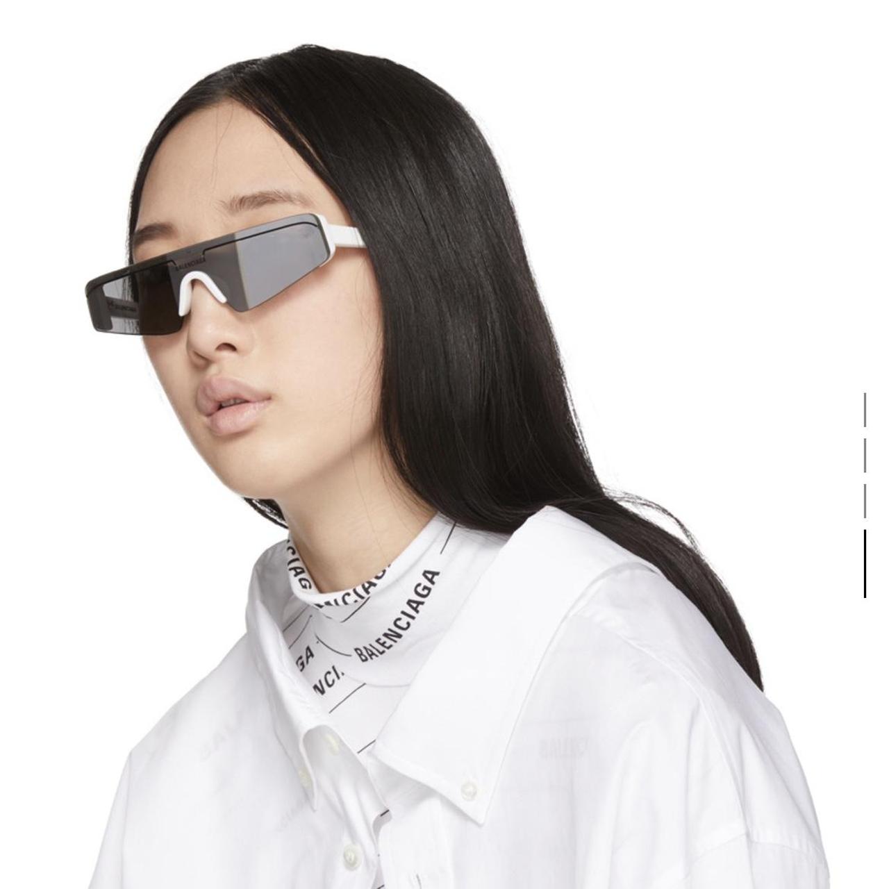 Balenciaga Women's White and Silver Sunglasses (2)