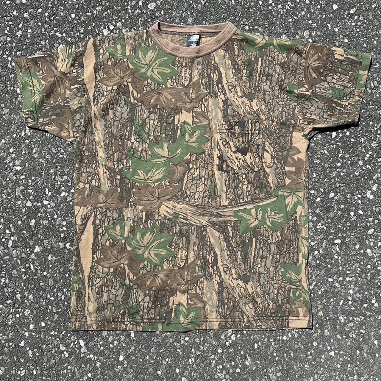 VTG 90s REBARK CAMO POCKET TEE TAGGED L MEASURES... - Depop