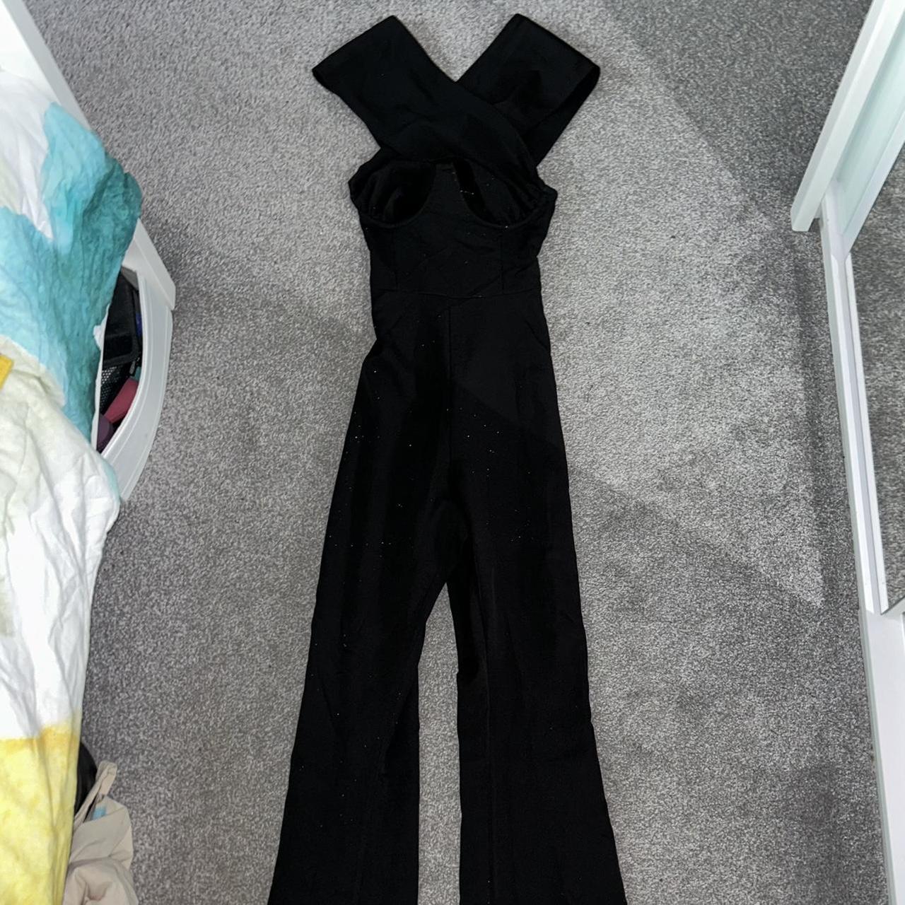 Black Underwired Cross Bust Flare Jumpsuit