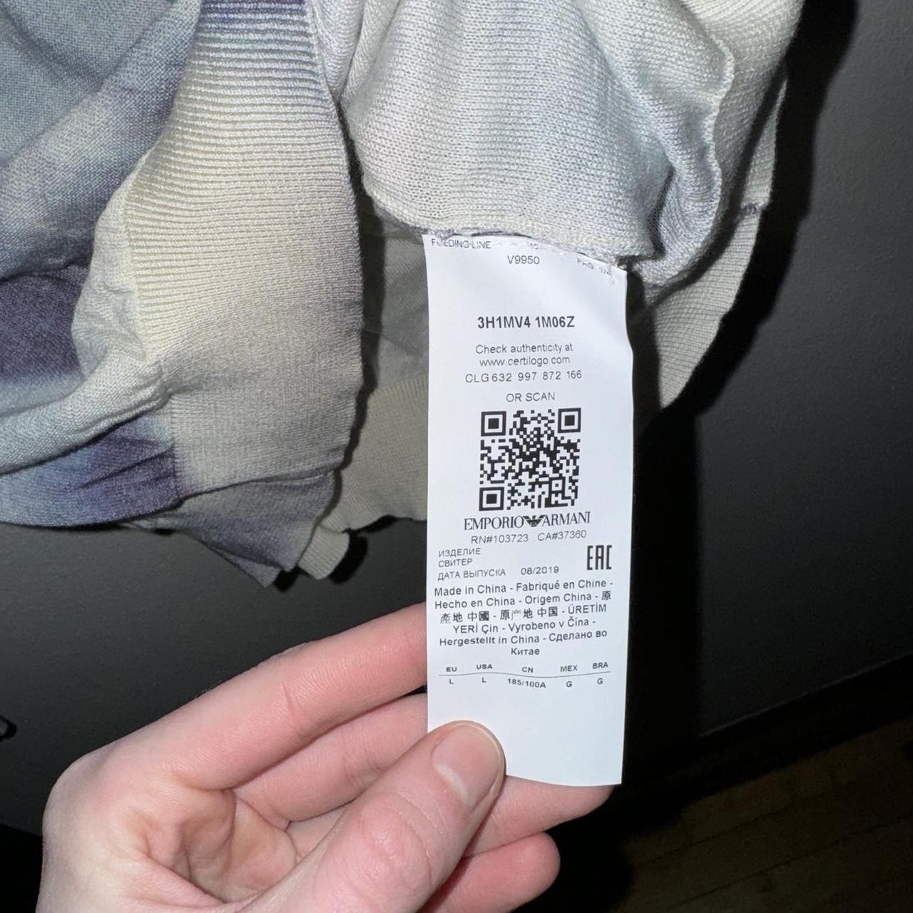 emporio armani sweater has authentication QR code Depop