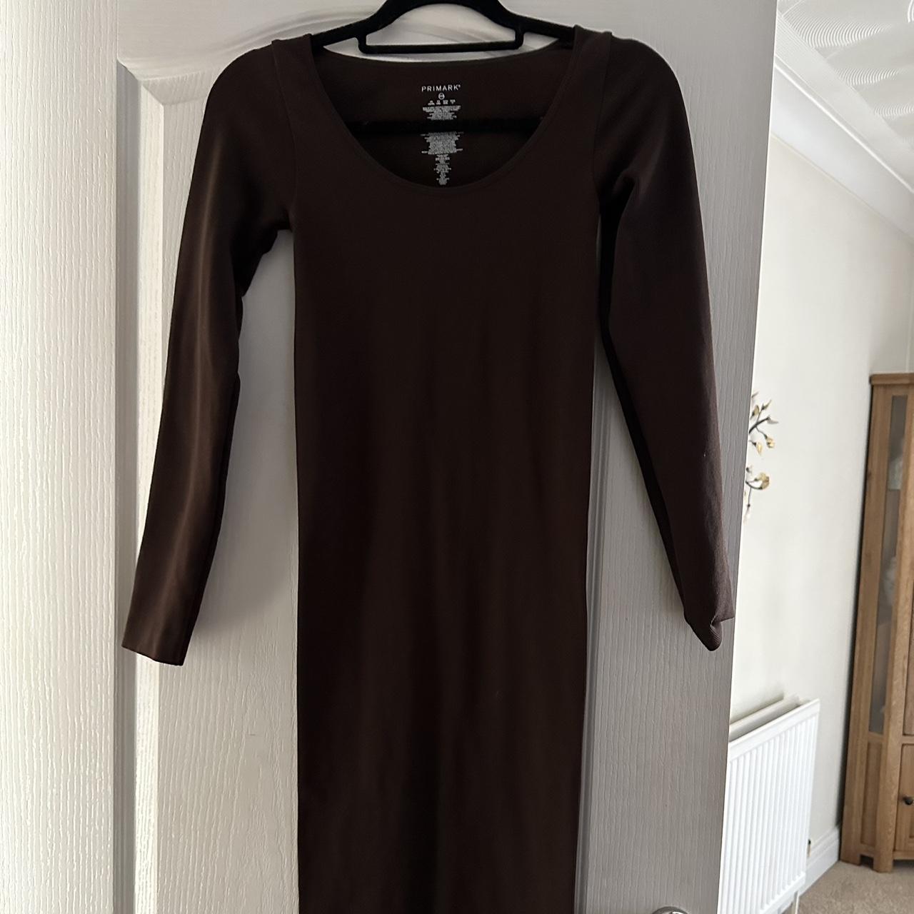 Primark brown seamless midi dress. Size 2XS size uk... - Depop