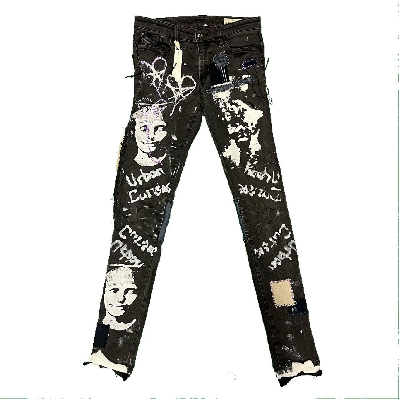 Diesel Men's Grey and White Jeans Depop