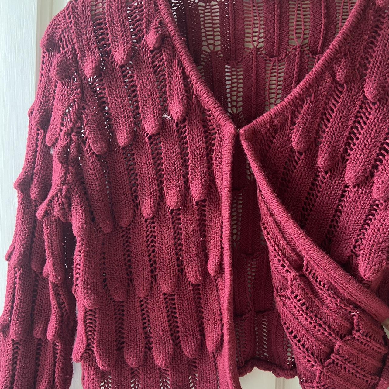 Vintage burgundy cardigan, label says size 14,... - Depop