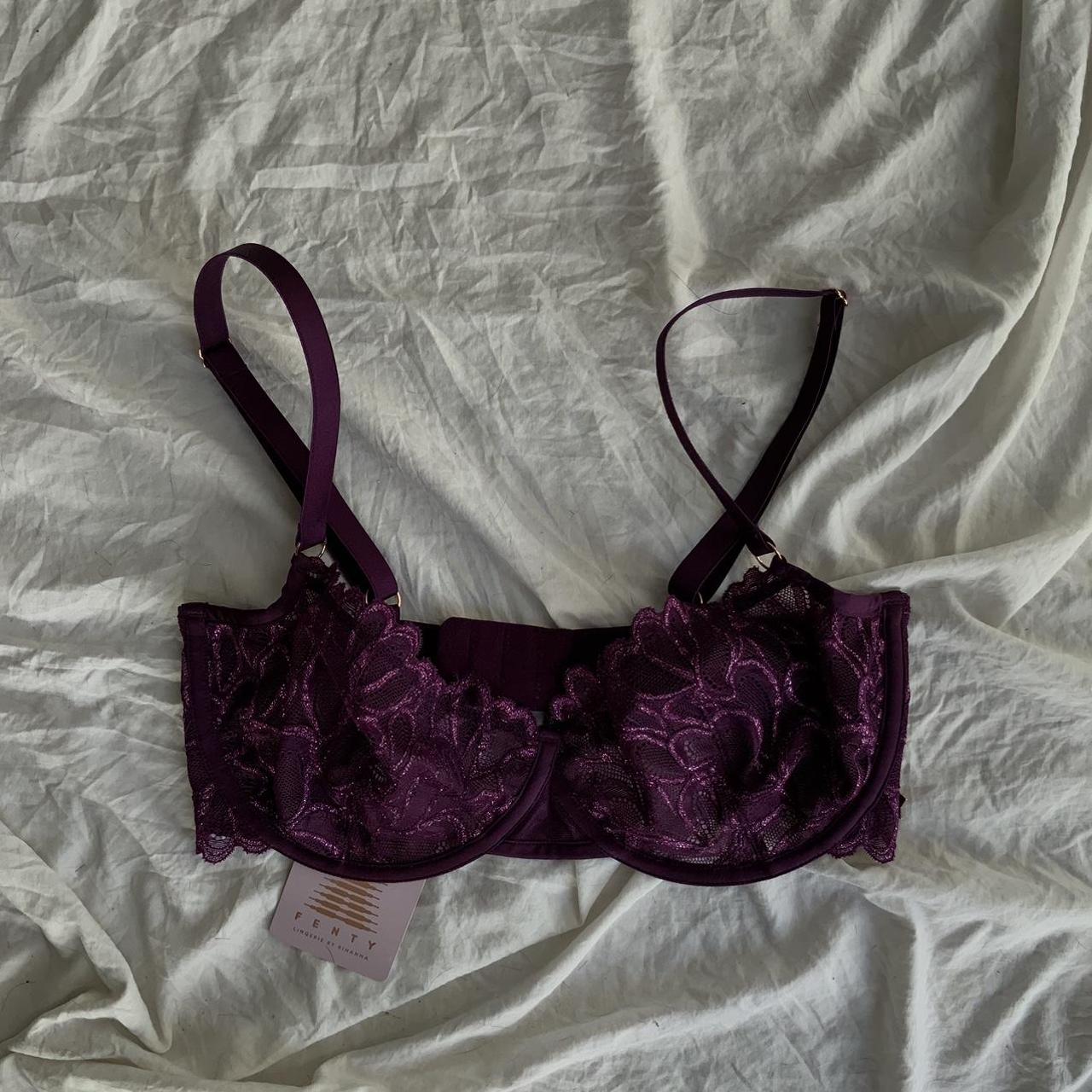 SAVAGE x FENTY Unlined Lace Balconette Bra. , 34 DDD