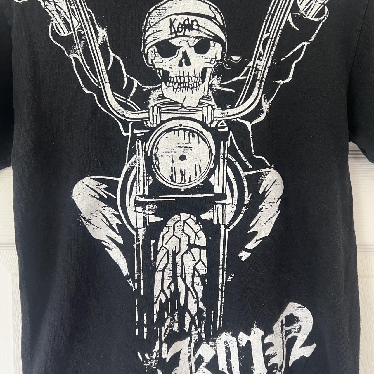 Korn y2k Band Tee skeleton on Bike easy rider band | Depop