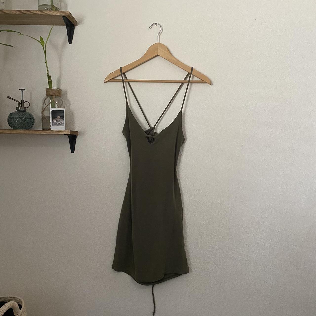 backless olive green dress