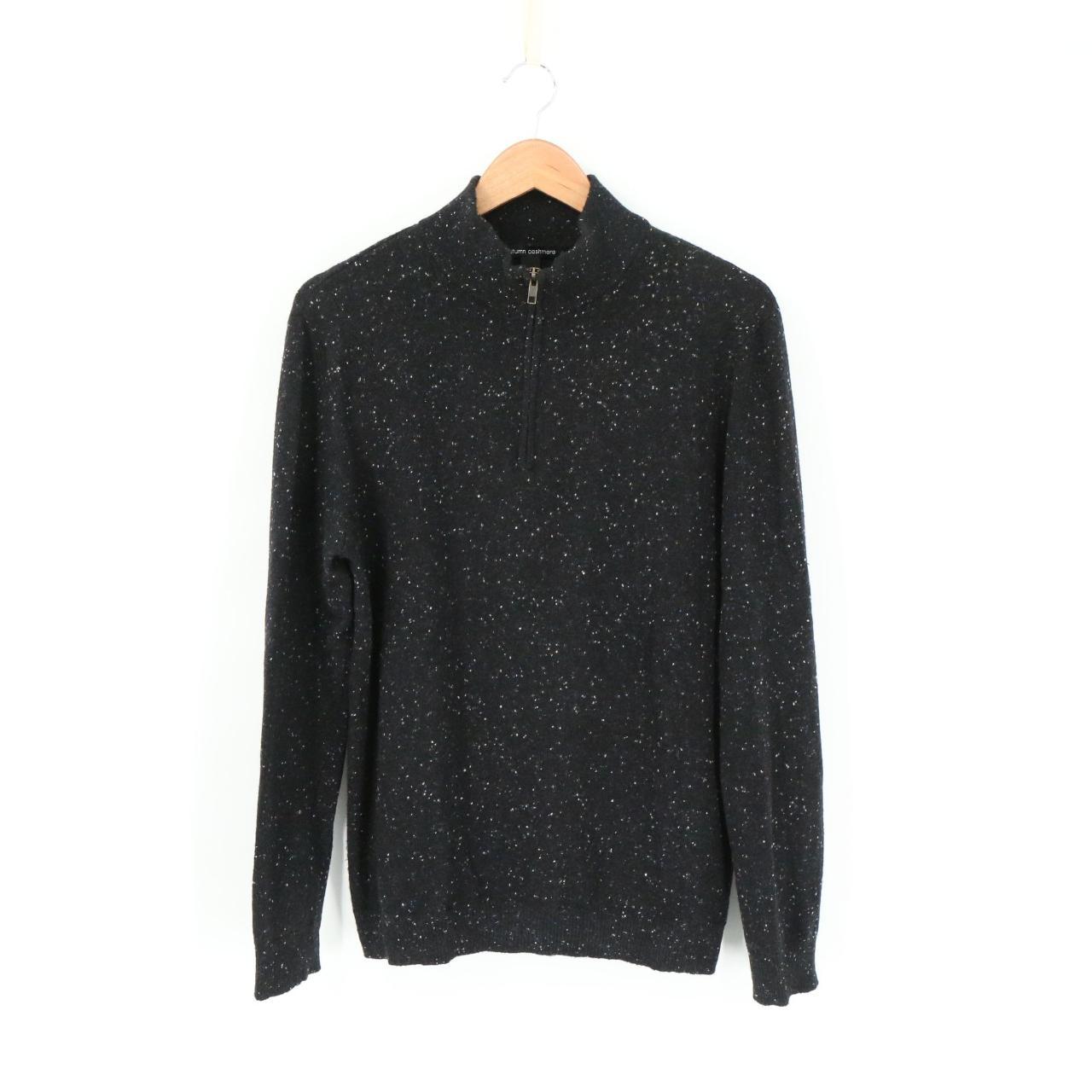 Autumn Cashmere Mens Speckled Black 1/4 Zip Pullover... - Depop