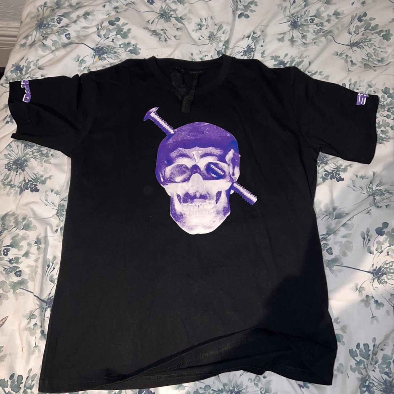 Vlone purple outlet skull tee