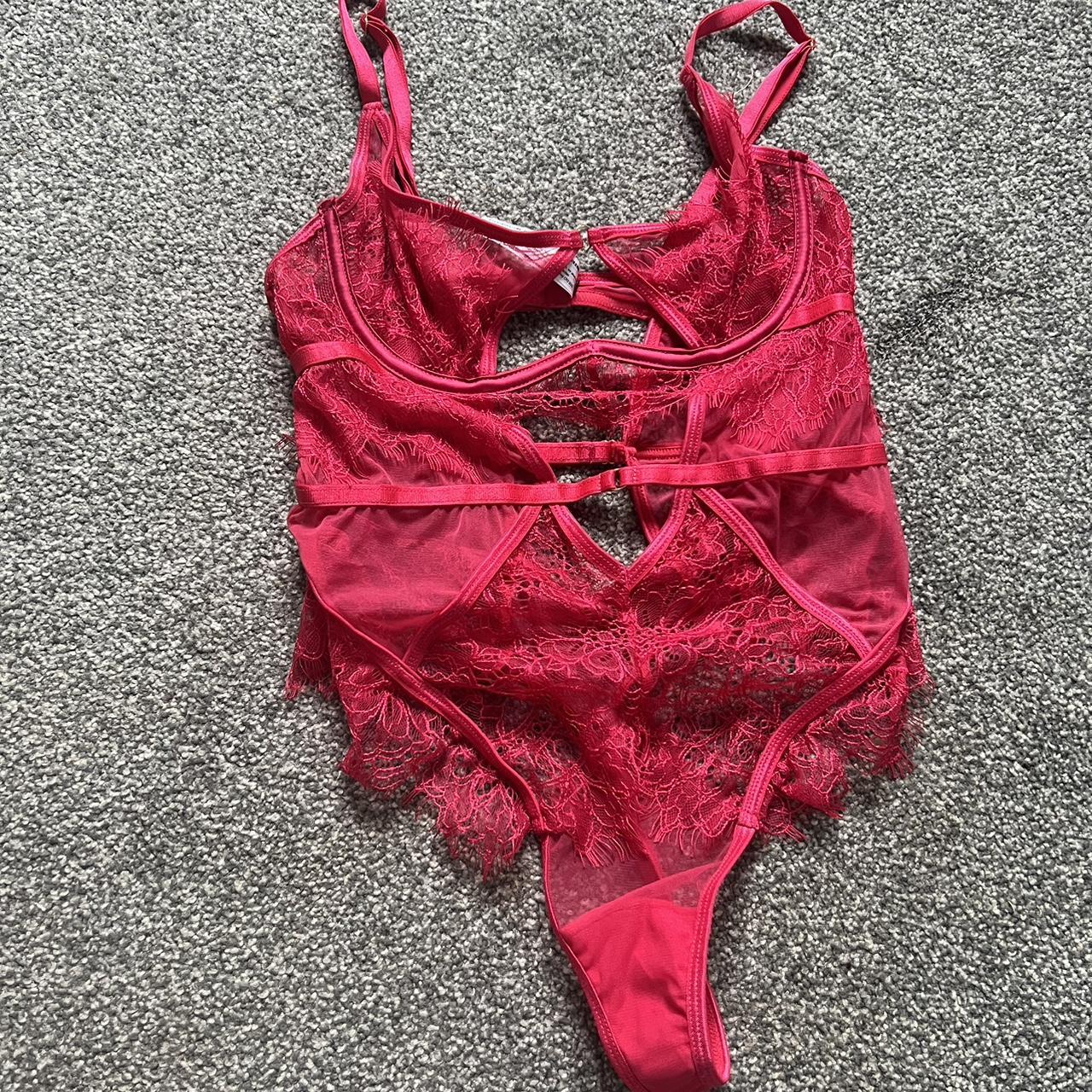 red lace thong panty. Never worn. this panty is - Depop